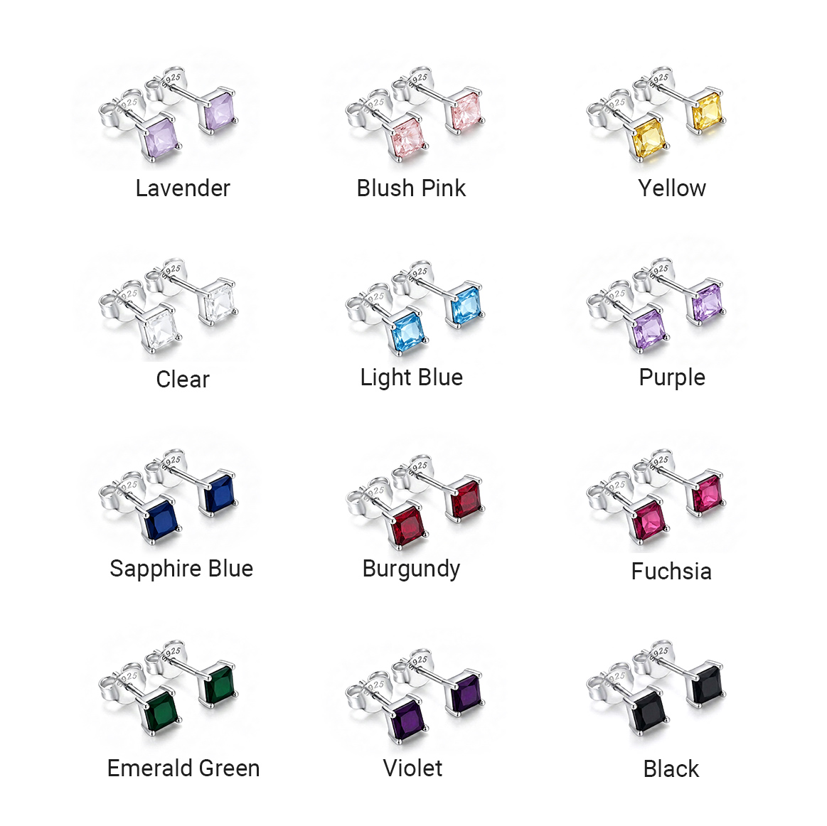 Personalized Birthstone Women Dainty Multi Shape Amazing Crystals Stones 18K Gold Plated 12 Birthstone Earrings view 2
