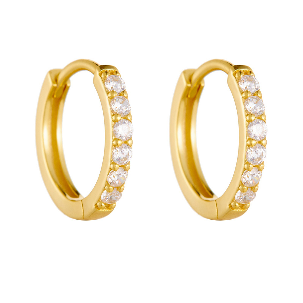 Amazing Crystals Geometric Round Hoop Huggie Earrings 925 Sterling Silver Earrings