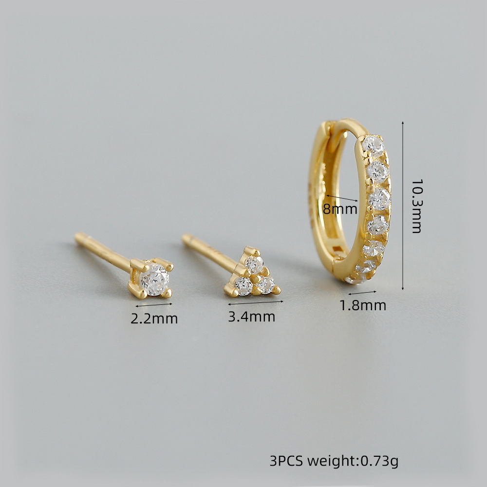 Geometric Amazing Crystals Mini Hoop And Stud Earrings Set 925 Sterling Silver Earrings view 6