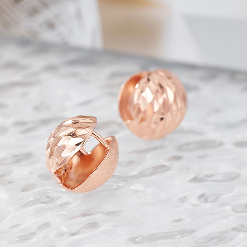 Modern Minimalist Fashion Jewelry Geometric Brushed Matte And Diamond Cut Laser Texture Hinged Clip Round Dome Pure Metal 925 Sterling Silver Earrings view 5