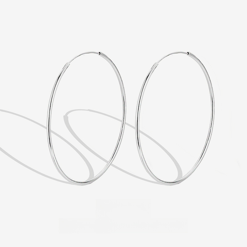 Minimalist Geometric Circle 925 Sterling Silver Classic Round Hoop Earrings view 2