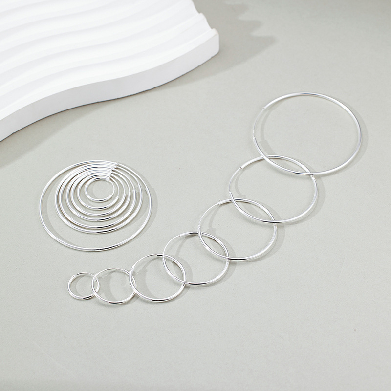 Minimalist Geometric Circle 925 Sterling Silver Classic Round Hoop Earrings view 3