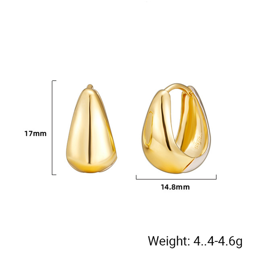 Minimalist Modern U Shape Elegant Fashion Ear Stud Teardrop Geometric Two Tone 925 Sterling Silver Hoop Earrings view 6