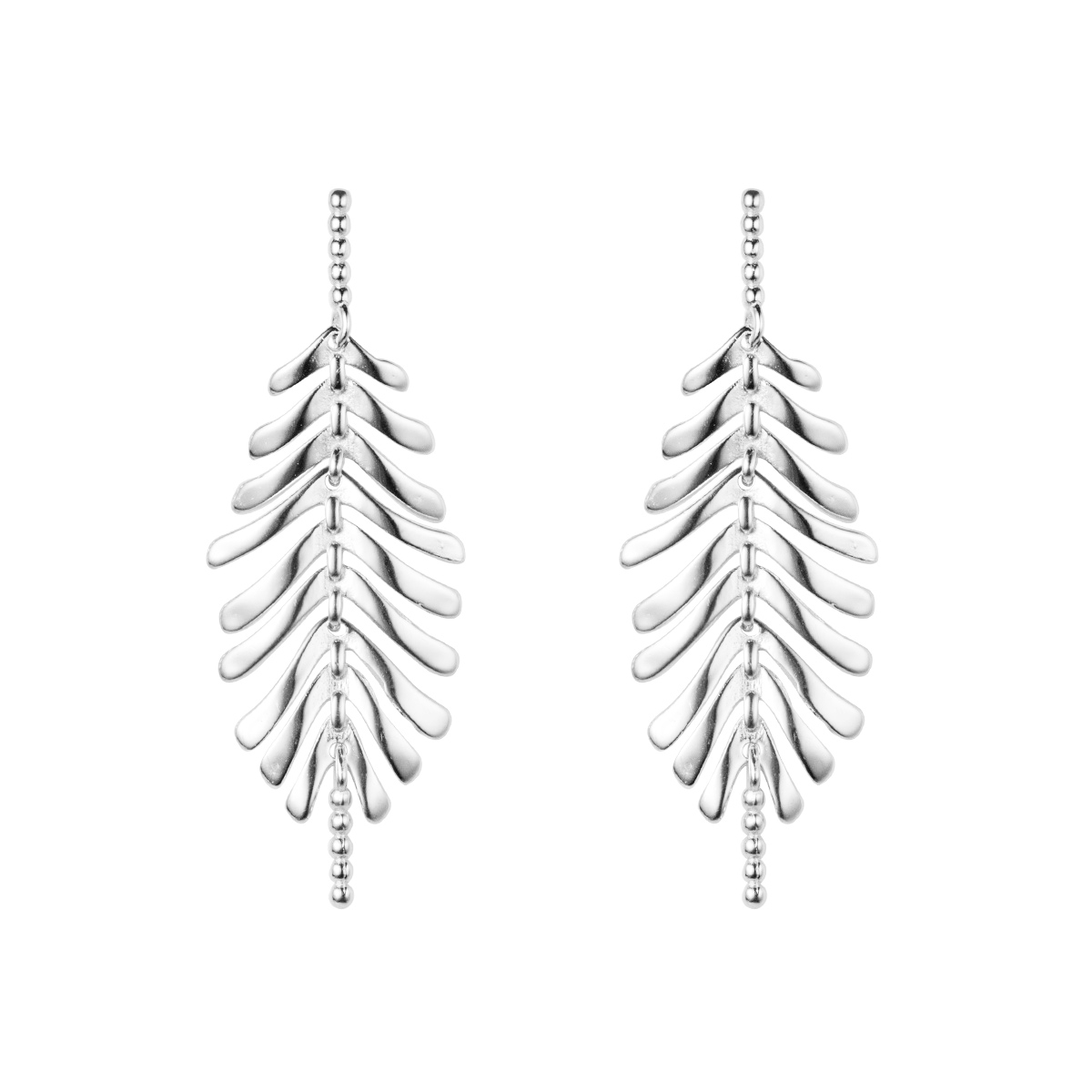 Leaf Shape Pure Metal S925 Sterling Silver Drop Earrings view 4