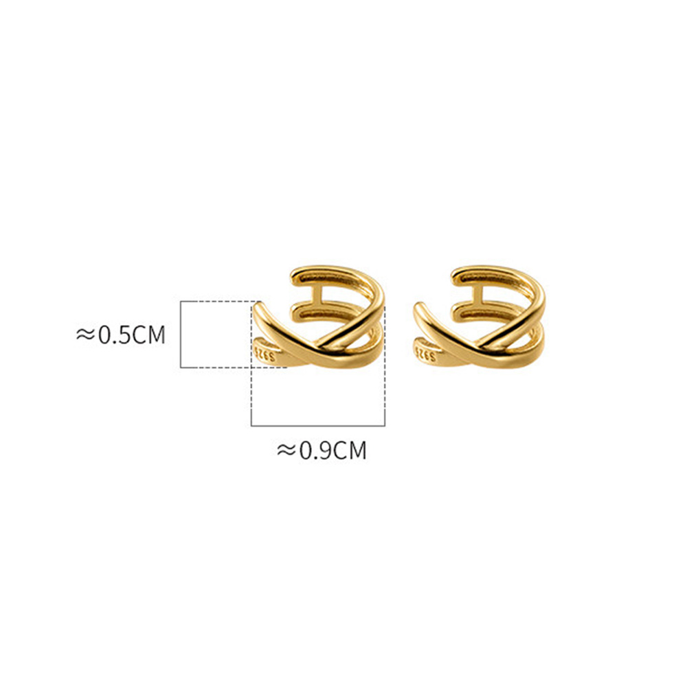 S925 Sterling Silver Silver Minimalist Double Layer Cross Wrap Ear Cuff view 6
