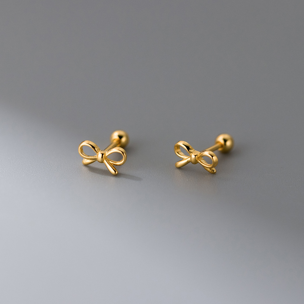 Minimalist Geometric 925 Sterling Silver Bow Knot Ear Stud Earrings view 2