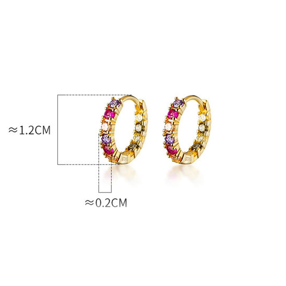 Multicolor Pink Purple Clear Amazing Crystals S925 Sterling Silver Delicate Short Huggie Earrings view 6