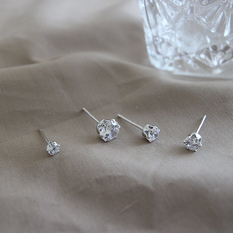Minimalist Korean Style Women Elegant Fashion Jewelry S925 Sterling Silver Amazing Crystals Stud Earrings view 2