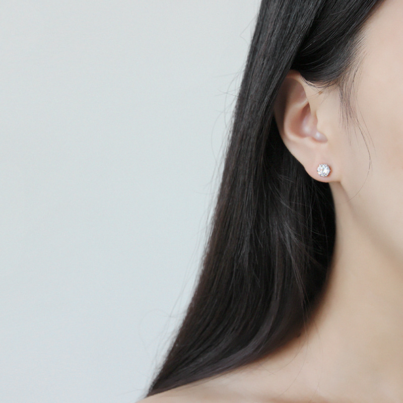 Minimalist Korean Style Women Elegant Fashion Jewelry S925 Sterling Silver Amazing Crystals Stud Earrings view 4