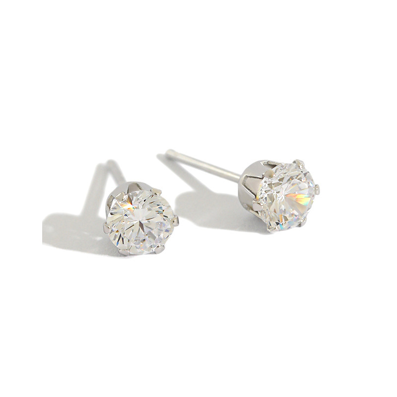 Minimalist Korean Style Women Elegant Fashion Jewelry S925 Sterling Silver Amazing Crystals Stud Earrings view 5
