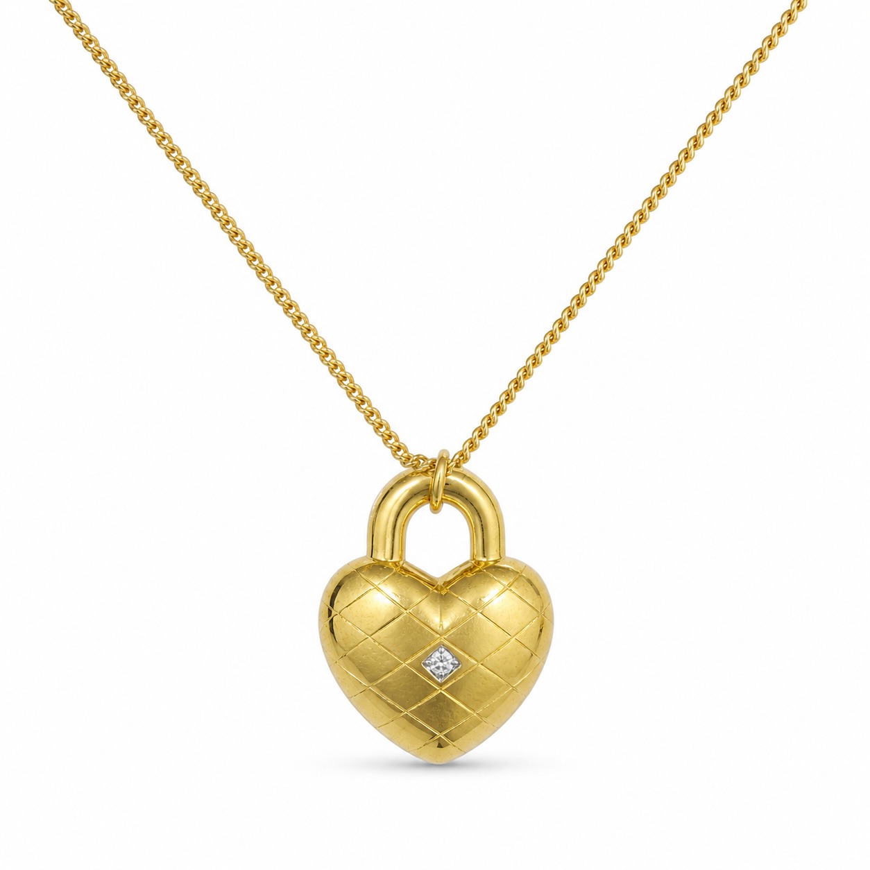 Heart Shaped Padlock With Amazing Crystals Stones 925 Sterling Silver Necklace view 3