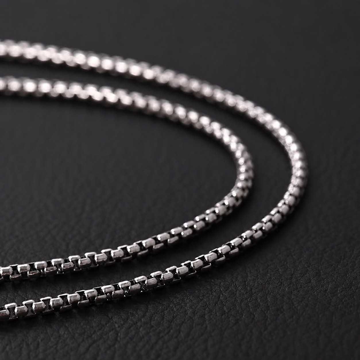 Geometric Circle Box Chain 925 Sterling Silver Necklacee view 3