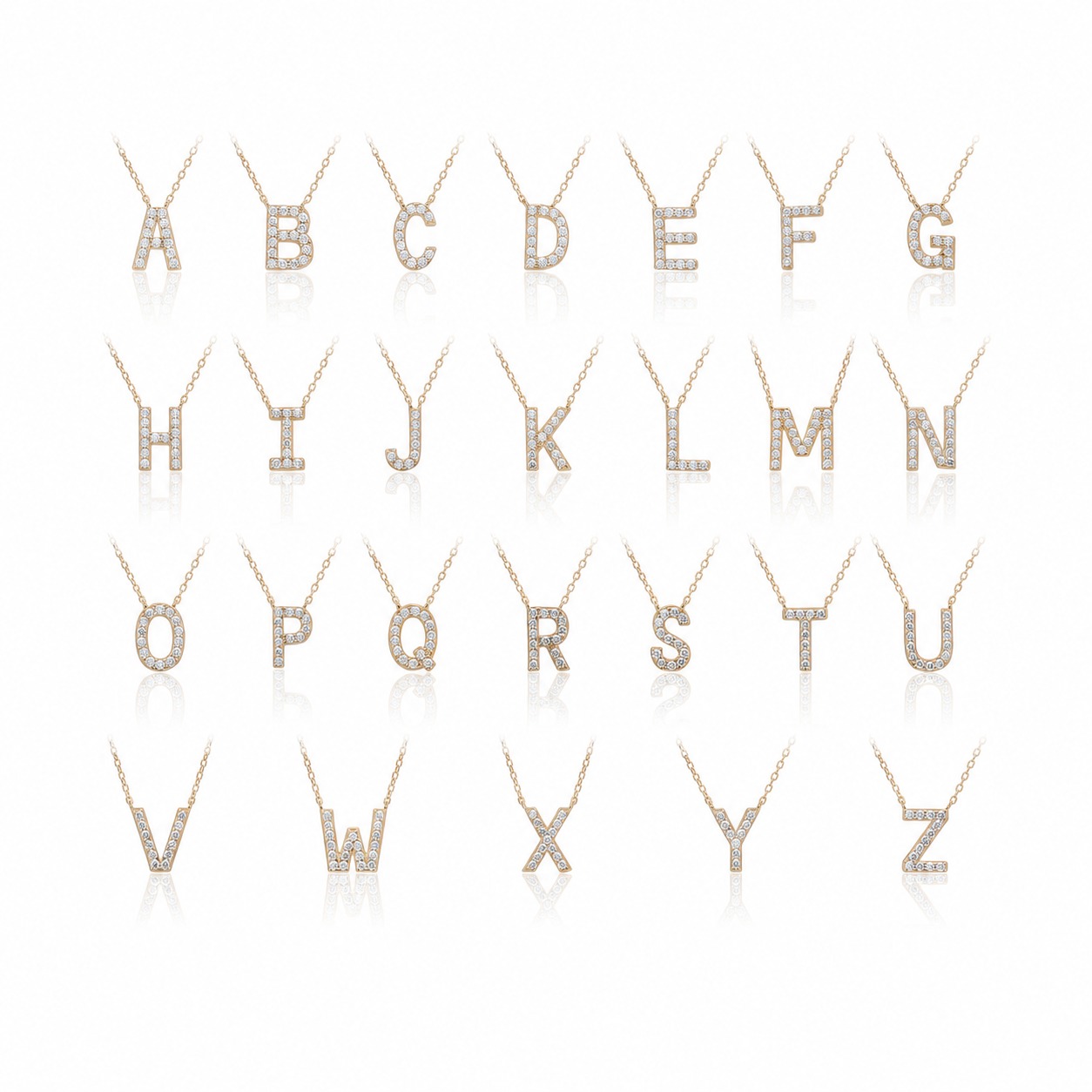 A To Z Initial Letter Amazing Crystals 925 Sterling Silver Chain Necklace White Gold And Yellow Gold Alphabet Collarbone Necklace For Women Holiday Gift Fashion Jewelry