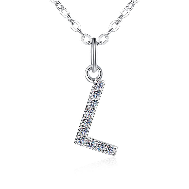 Letter Series Morganite Pendant 925 Sterling Silver Cross Chain Necklace view 3