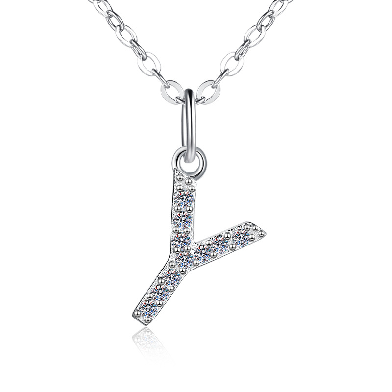 Letter Series Morganite Pendant 925 Sterling Silver Cross Chain Necklace view 4