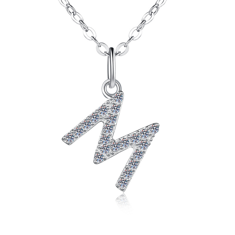 Letter Series Morganite Pendant 925 Sterling Silver Cross Chain Necklace view 5