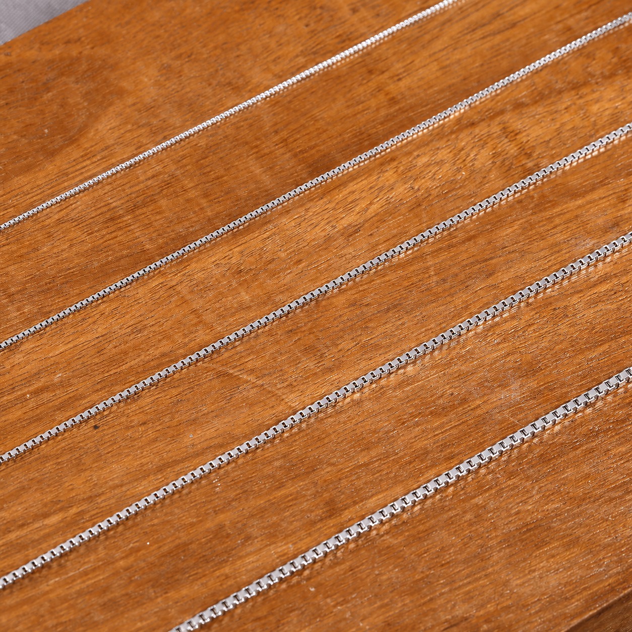 Minimalist Chain Geometric Modeling 925 Silver Box Shaped Chain Necklace view 4