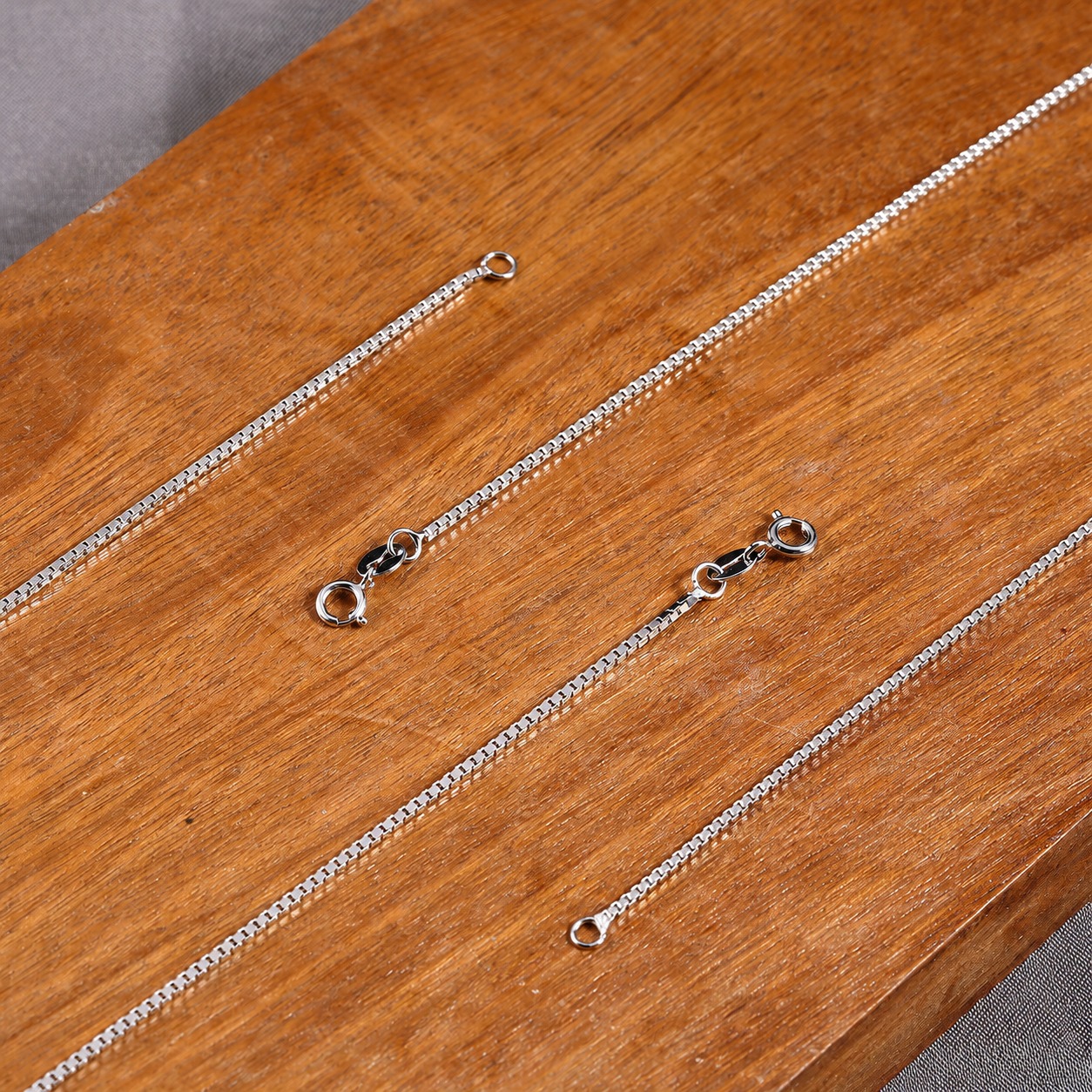 Minimalist Chain Geometric Modeling 925 Silver Box Shaped Chain Necklace view 5