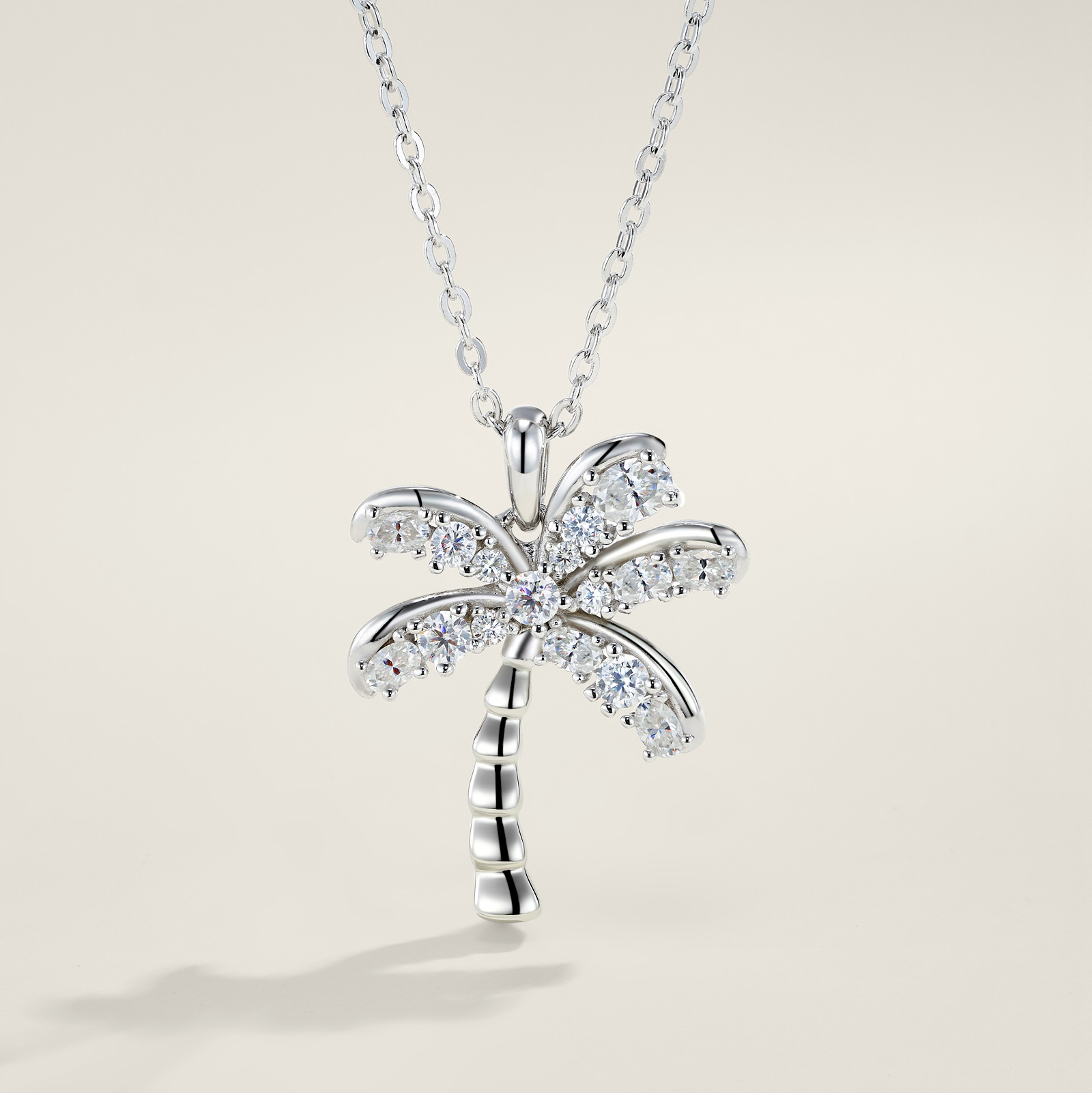Palm Tree Morganite 925 Sterling Silver Necklace Tropical Coconut Tree Collar Necklace view 4