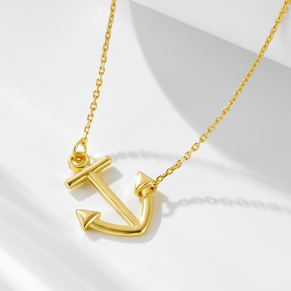 Simple Marine Style Anchor Pendant Jewelry 925 Sterling Silver Necklace view 2