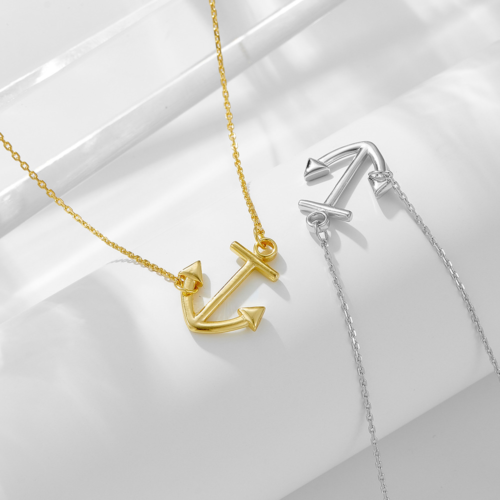 Simple Marine Style Anchor Pendant Jewelry 925 Sterling Silver Necklace view 4