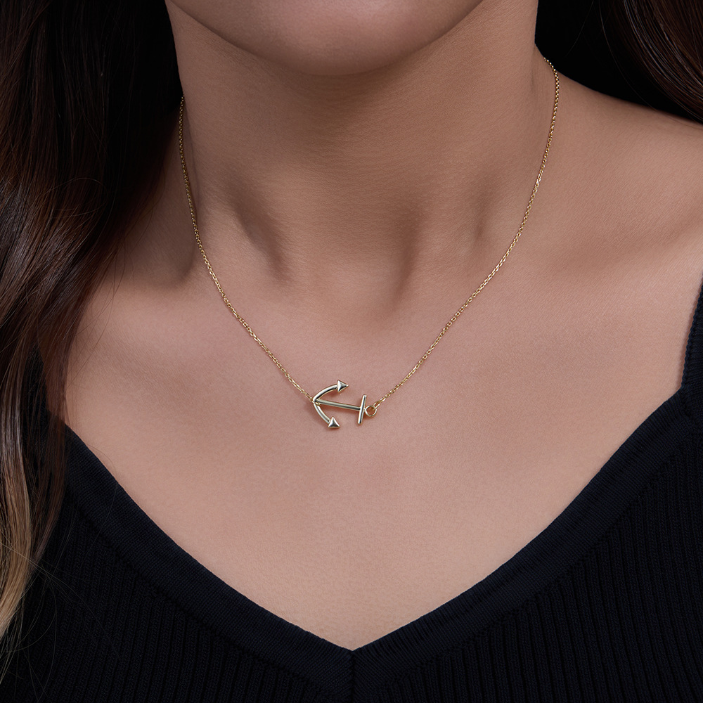 Simple Marine Style Anchor Pendant Jewelry 925 Sterling Silver Necklace view 5