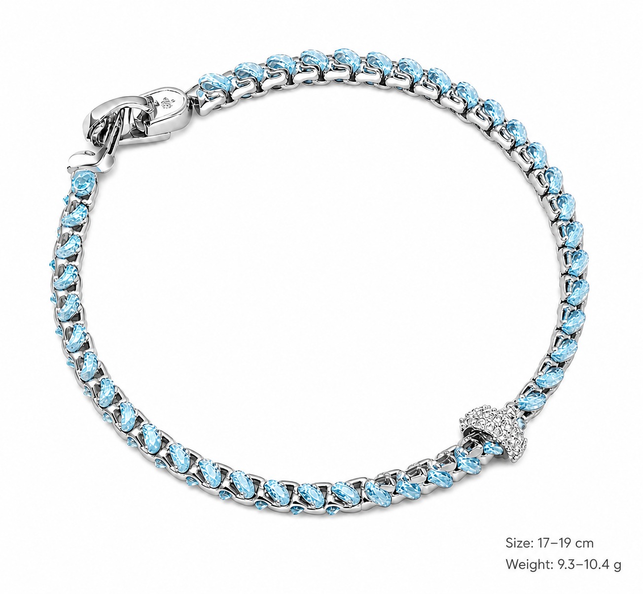 925 Sterling Silver Blue Vine Sparkling Zirconia Elegant Chain Bracelet view 7