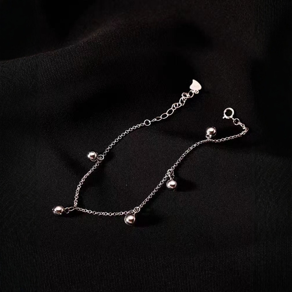 S925 Simple combined with the circular bell pendant design is a fashionable and casual bell pendant chain Bracelet view 3