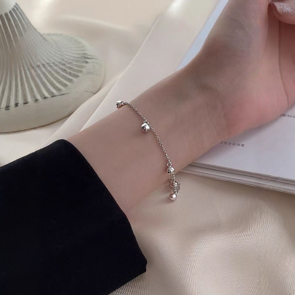 S925 Simple combined with the circular bell pendant design is a fashionable and casual bell pendant chain Bracelet view 4