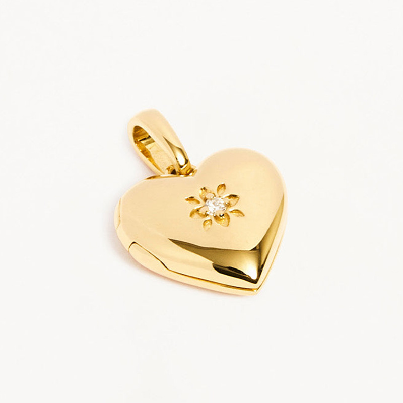 Elegant Fashion Romantic Heart Flower Amazing Crystals 925 Sterling Silver Locket Pendant