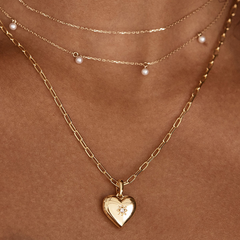 Elegant Fashion Romantic Heart Flower Amazing Crystals 925 Sterling Silver Locket Pendant view 3