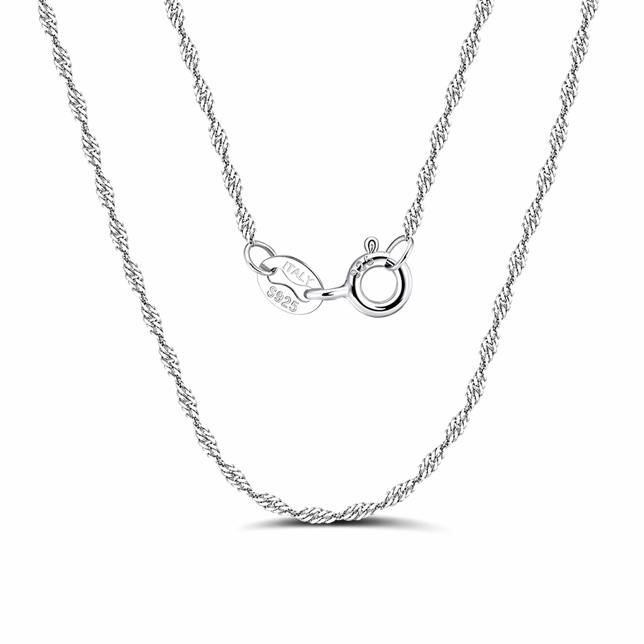 Pure Metal 925 Sterling Silver Water Wave Chain Necklace Mirror Polished Minimalist Geometric Collarbone Necklace view 2