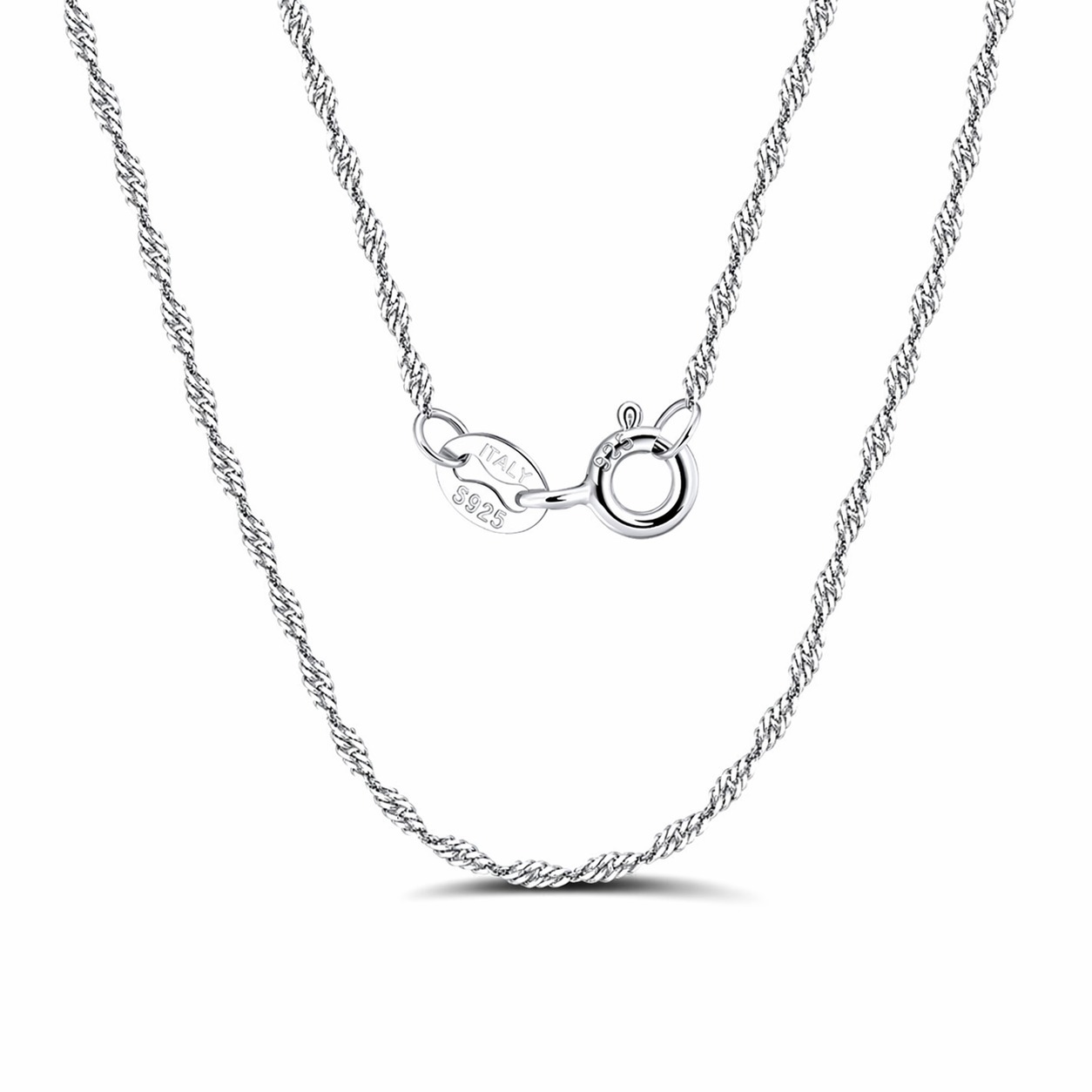 Pure Metal 925 Sterling Silver Water Wave Chain Necklace Mirror Polished Minimalist Geometric Collarbone Necklace view 5