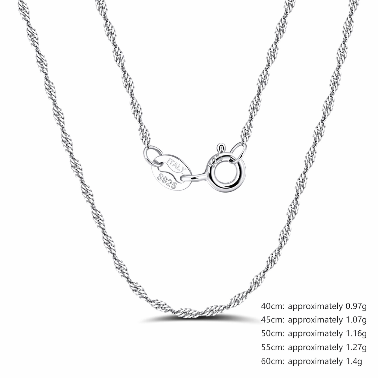 Pure Metal 925 Sterling Silver Water Wave Chain Necklace Mirror Polished Minimalist Geometric Collarbone Necklace view 6