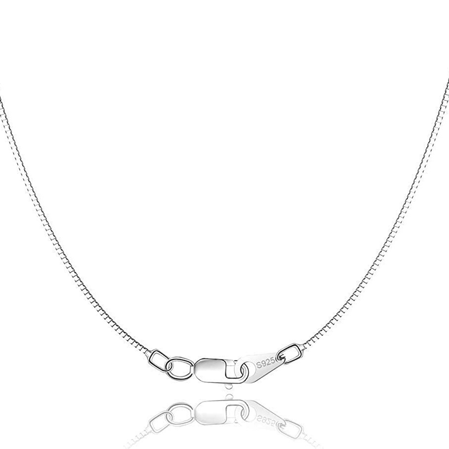 Pure Metal Minimalist Silver 925 Sterling Silver Box Chain Necklace Women Men Daily Necklace view 2