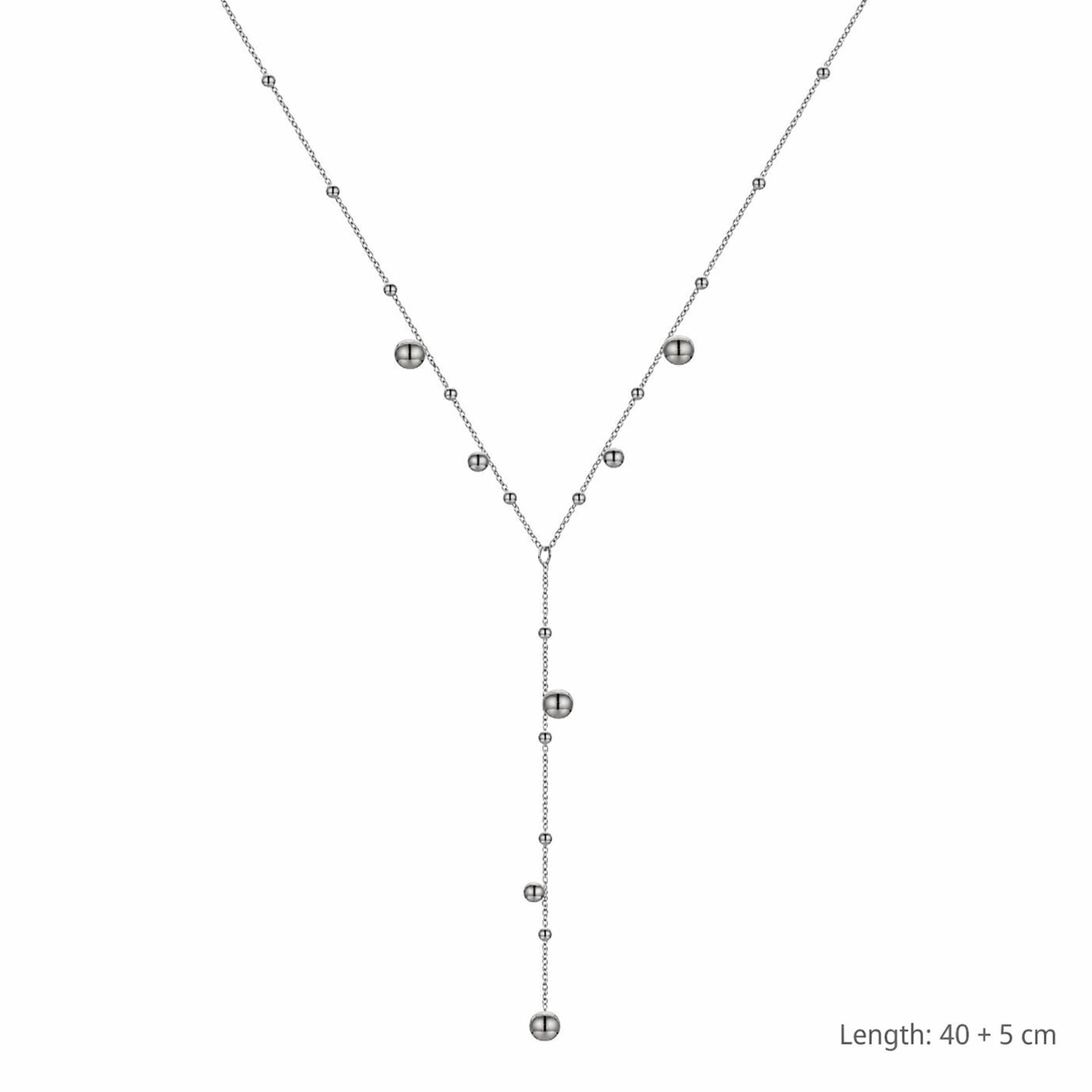 Pure Metal Geometric Tassel Bead Drop Y Necklace 925 Sterling Silver Long Flowing Chain Necklace view 6