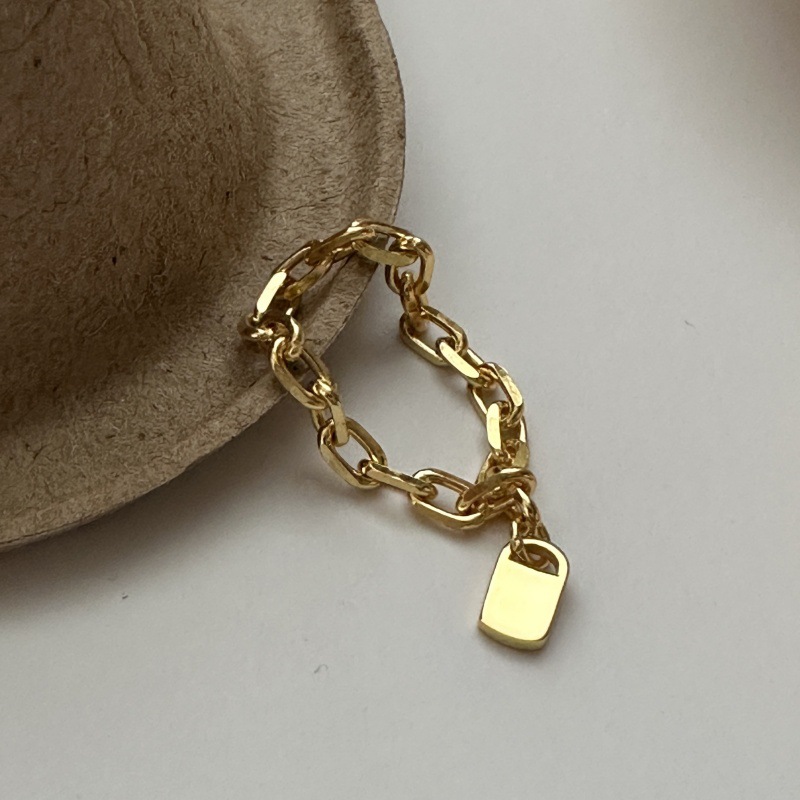 Minimalist Stackable Geometric Chain Link 925 Sterling Silver Ring view 5