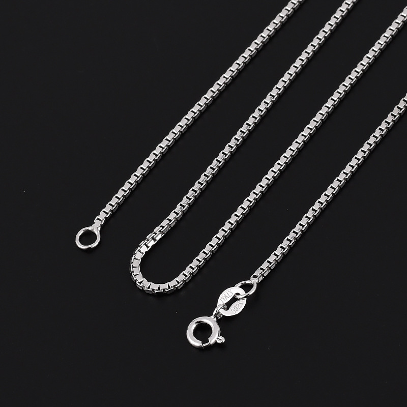 Polished Finish Casual Hip Hop Style JewelryGeometric Square Box Chain Necklace Solid 925 Sterling Silver Minimalist Unisex Long Chain Necklace view 2