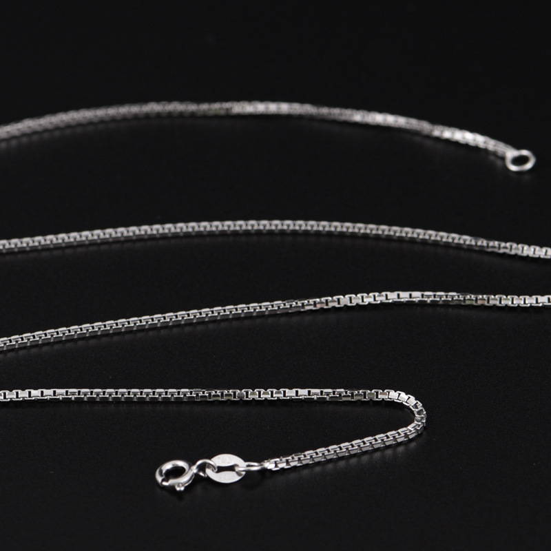 Polished Finish Casual Hip Hop Style JewelryGeometric Square Box Chain Necklace Solid 925 Sterling Silver Minimalist Unisex Long Chain Necklace view 3