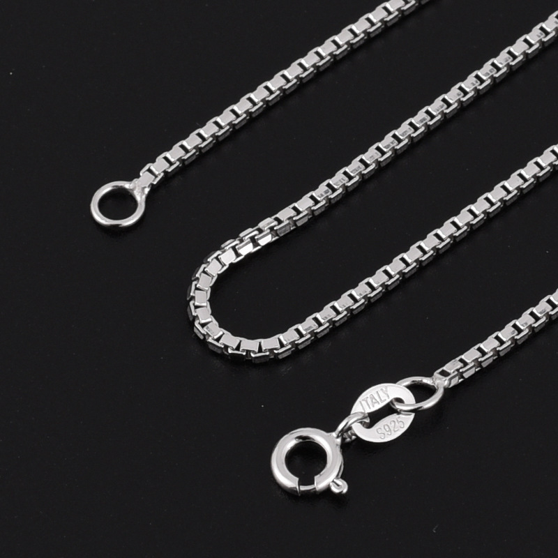Polished Finish Casual Hip Hop Style JewelryGeometric Square Box Chain Necklace Solid 925 Sterling Silver Minimalist Unisex Long Chain Necklace view 4