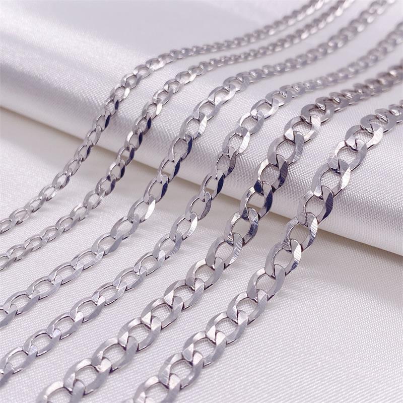 Geometric Hexagon Inspired Side Cut Links 925 Sterling Silver Cuban Link Chain Necklace view 2