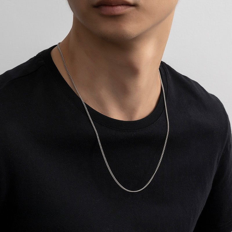 Geometric Hexagon Inspired Side Cut Links 925 Sterling Silver Cuban Link Chain Necklace view 3