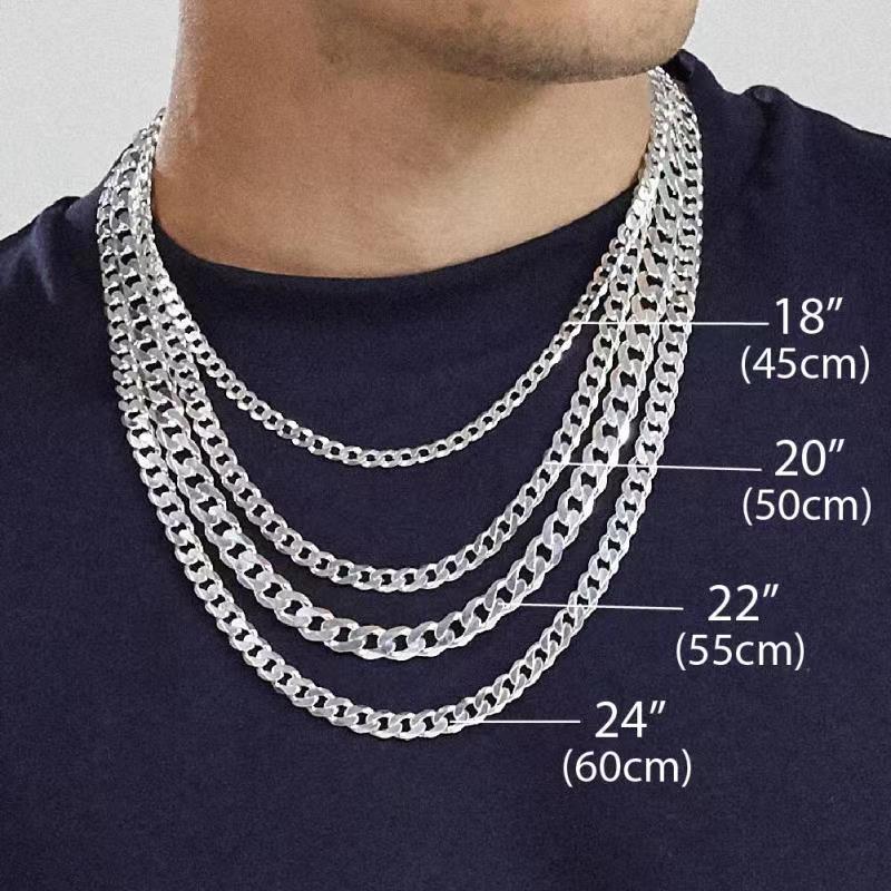 Geometric Hexagon Inspired Side Cut Links 925 Sterling Silver Cuban Link Chain Necklace view 4