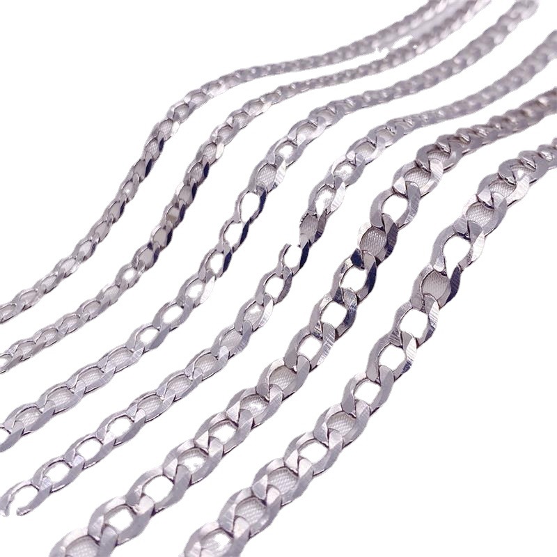 Geometric Hexagon Inspired Side Cut Links 925 Sterling Silver Cuban Link Chain Necklace view 5