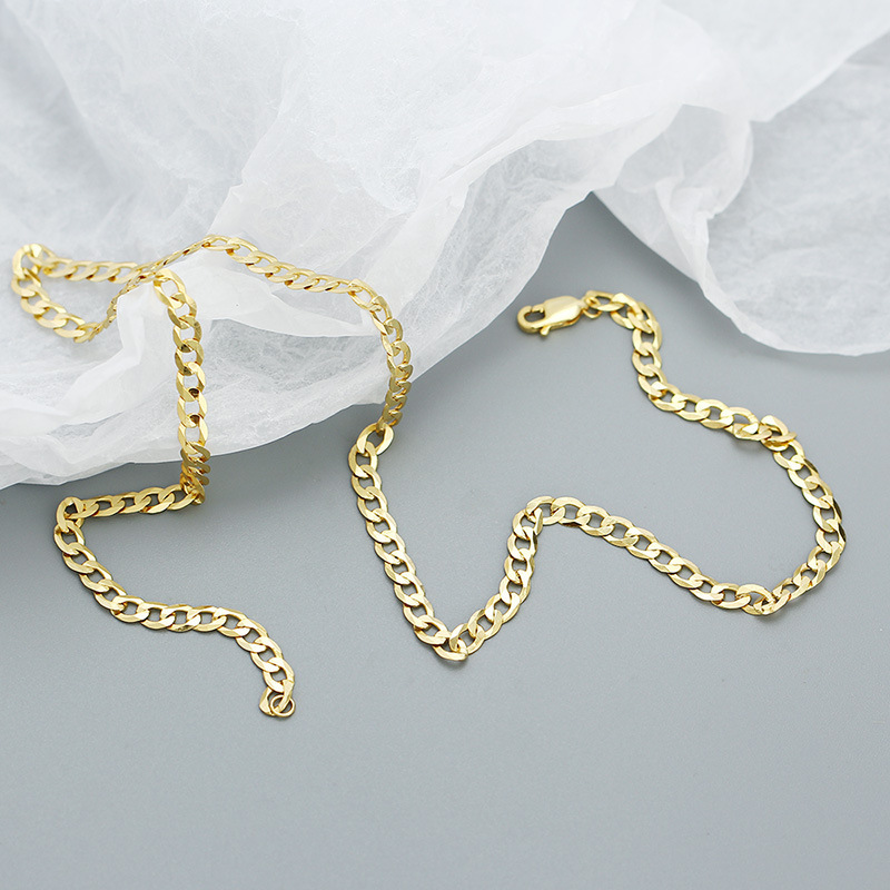 Women Layering Casual Party Modern Vintage Fashion Jewelry Flat Link Chain 925 Sterling Silver Cuban Chain Necklace view 5