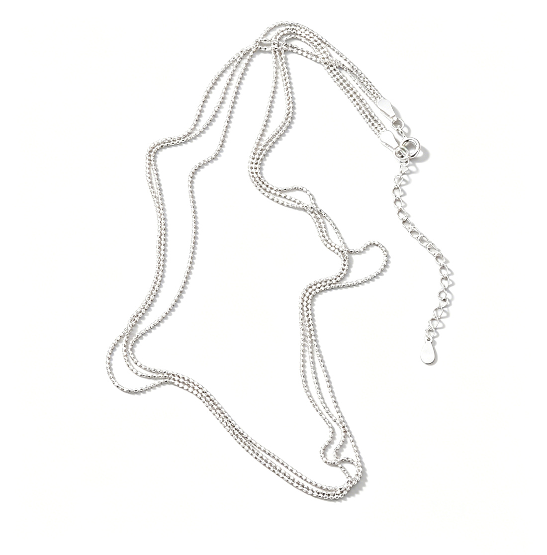 Three Layer Shimmering Wave S925 Sterling Silver Bead Chain Necklace Necklace view 6