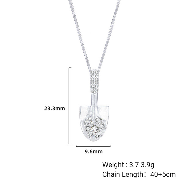 Shovel Pendant Amazing Crystals 925 Sterling Silver Geometric Chain Necklace For Women Minimalist Light Luxury Clavicle Necklace Elegant Fashion Office Casual Party Gift Jewelry view 6