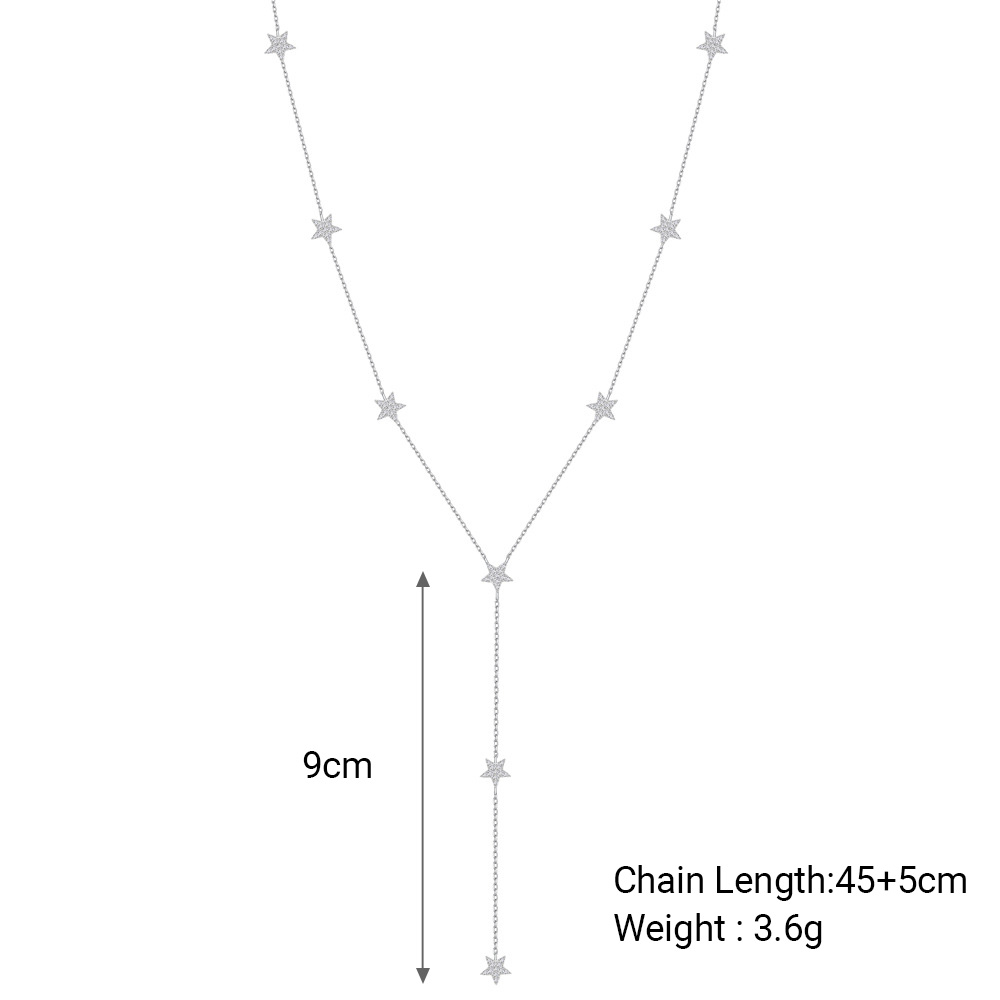 Star Tassel Lariat Necklace White Gold Color S925 Sterling Silver Long Y Necklace view 4