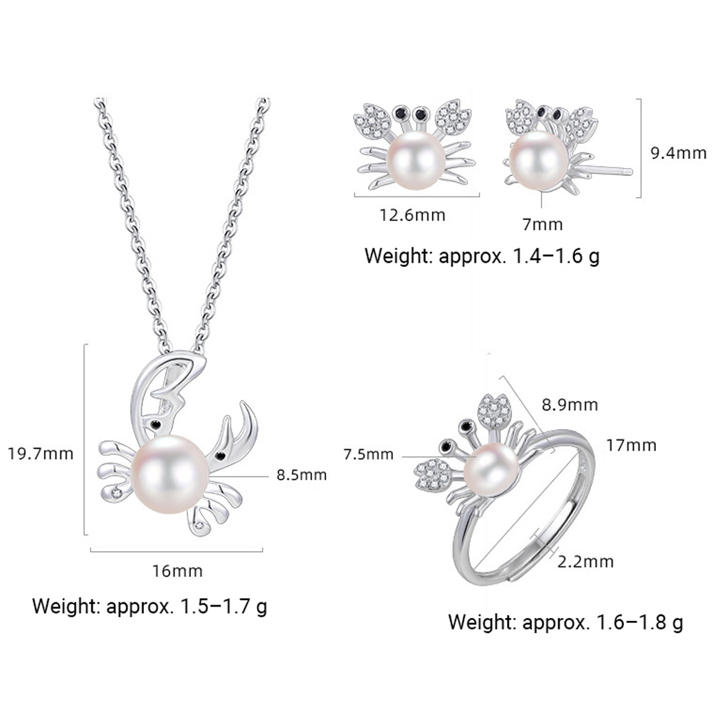 Pearl Crab O Chain Cute Ocean Inspired Genuine 925 Sterling Silver Pendant Necklace view 4