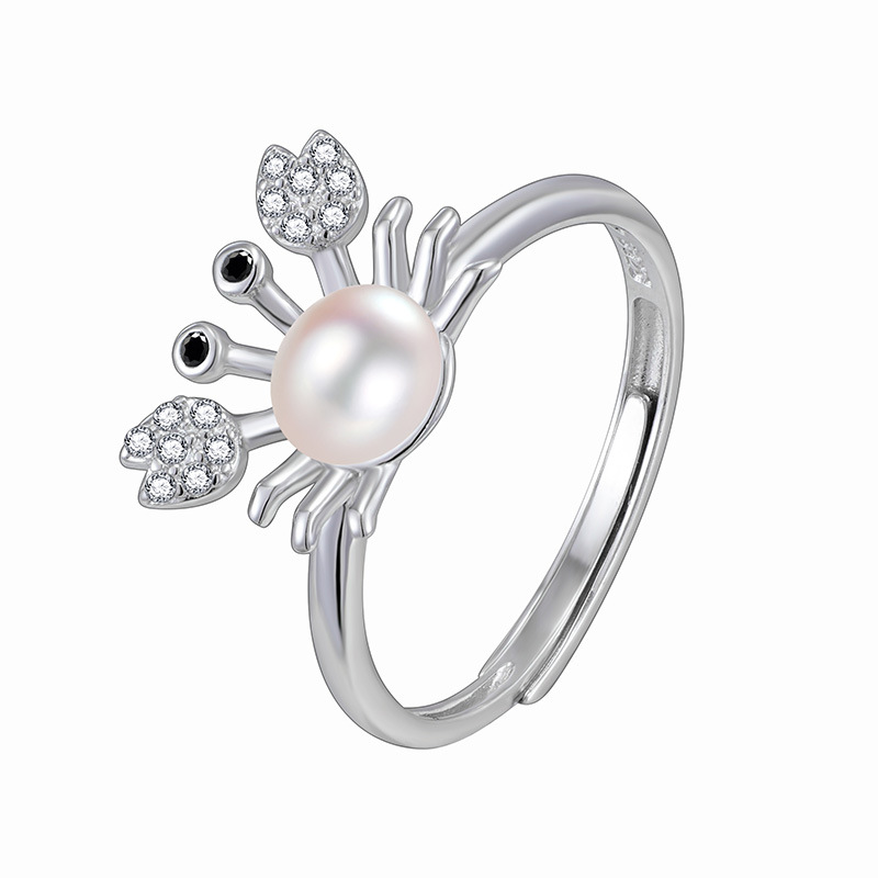 Pearl Crab O Chain Cute Ocean Inspired Genuine 925 Sterling Silver Pendant Necklace view 5